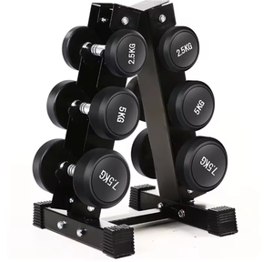 Haltères lourds de 10 kg et 25 kg pour salle de sport commerciale, haltères en caoutchouc noir recouverts de PU pour l'entraînement des bras - Product Image 4