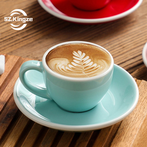 Kingze Custom natale Souvenir regali 75ml colorato Cappuccino <span class=keywords><strong>Latte</strong></span> arabico caffè tazza di tè e piattino Set - Product Image 1