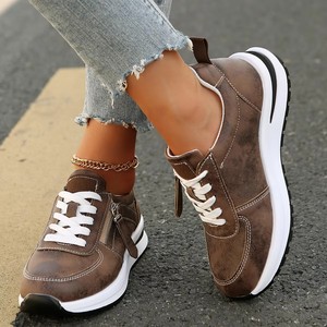 <span class=keywords><strong>Sneakers</strong></span> Casual da <span class=keywords><strong>Donna</strong></span> con Cerniera Laterale, Design con Lacci, Leggere e Comode, Suola Antiscivolo a <span class=keywords><strong>Zeppa</strong></span>, Scarpe da Passeggio per Uso Quotidiano - Product Image 1