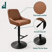 Tabouret de bar pivotant réglable en cuir avec accoudoirs, coussin en mousse à mémoire de forme, chaise de bureau pour bureau commercial, bar, hôtel