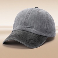 Gorra de Béisbol de 6 Paneles en Mezclilla con Bloques de Color, Logotipo Personalizado Bordado, Estilo Desgastado, 100% Algodón, Unisex, para las Cuatro Estaciones