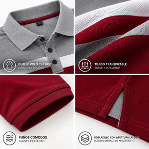 Camisa Polo de Tres Colores para Hombre, Manga Corta, Transpirable, con Bloques de Color, Informal, con Logotipo Personalizado, OEM, ODM, Prenda Premium - Product Image 2
