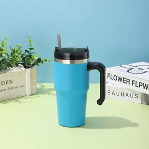 Daily Commute Tumbler 20oz Stainless Steel Vacuum Insulated Car Mug With Handle Straw Transparent Lid - Product Image 2