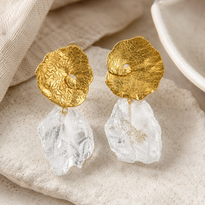 Orecchini Vintage a Forma di Foglia di Loto con Texture Colorata Irregolare, Regali per Feste Femminili - Product Image 3
