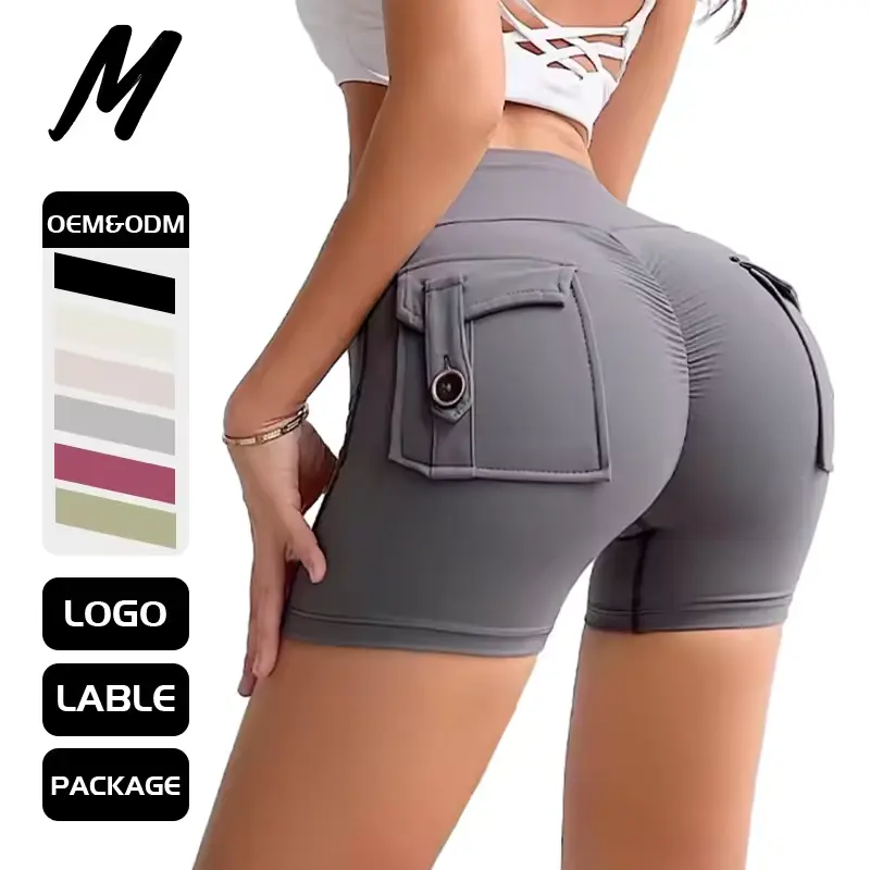 Summer Skinny Sports shorts de yoga pour femmes running High Waisted Stretchy Breathable Tight Yoga Shorts with pockets