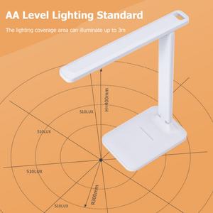 Lampe de table LED rechargeable moderne et minimaliste, pliable, élégante, pour chevet ou bureau, avec abat-jour blanc et variateur tactile - Product Image 6