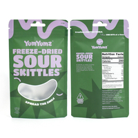 Bolsa de Embalaje Personalizada para Caramelos Ácidos, con Ventana y Orificio para Colgar, con Cierre Hermético, para Snacks Liofilizados tipo Skittles