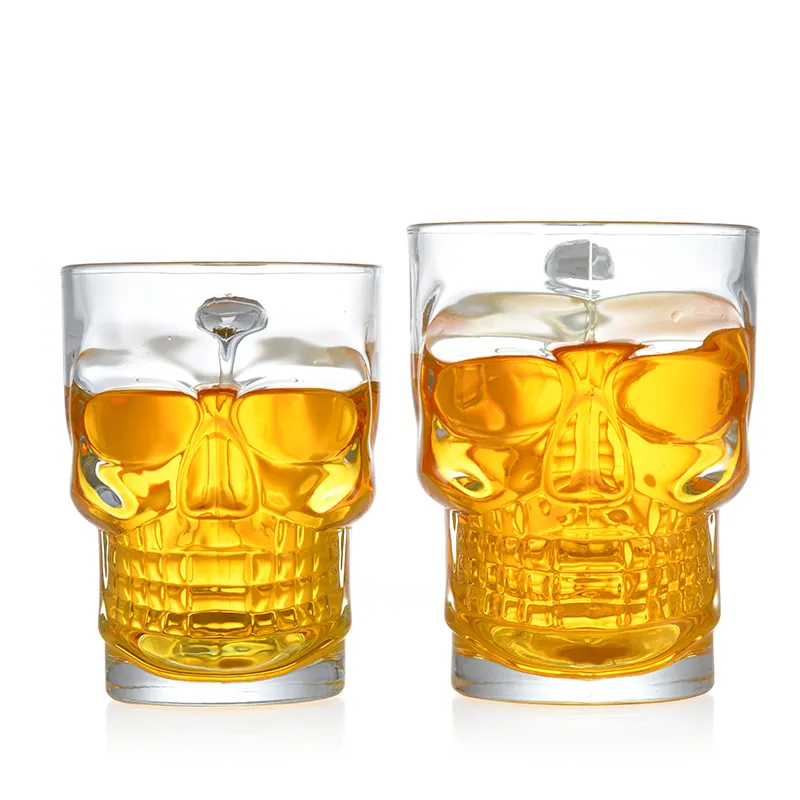 Copa de cristal con cabeza de Calavera, vaso de chupito para cóctel, whisky de cristal, Vodka, vino, Mini huesos, artículos para beber, vasos de calavera