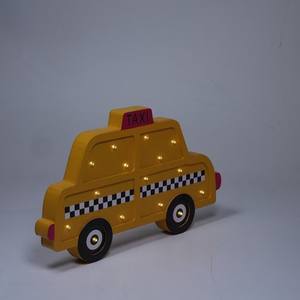 Forma de taxi hecho a mano LED madera noche luz niños acrílico bebé guardería dormir luces para dormitorio - Product Image 5
