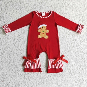 Conjunto de Pijama para Niña con Estampado de Jengibre Navideño, Ecológico, con Rayas Rojas, Spandex/Algodón - Product Image 3