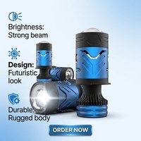 Nouvelle ampoule LED Mini H4 haute puissance 6000K, projecteur de phare laser bleu, 12V, compatible universellement pour les phares bi-lentilles de moto et de voiture