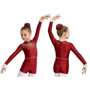 Tenue de Danse Latine pour Filles de 6 à 16 Ans, Compétition de Gymnastique, Patinage Artistique, Justaucorps avec Short et Bandeau pour Spectacles - Product Image 3