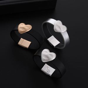 Cord <b>Leather</b> <b>Bracelet</b> Verified Manufacturer Wholesalers Nickel-free Vacuum Plating Holiday Gift for Women Detailed Clasp Test - Product Image 3
