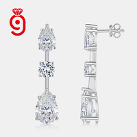 Boucles d'oreilles pendantes Jiuzuan Fashion pour femme, en moissanite taille poire 10*7mm, couleur D, pureté VVS1