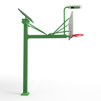 Support de basket-ball carré à énergie solaire, poteau robuste, système d'éclairage LED, panier de basket extérieur conforme aux normes FIBA