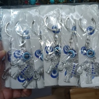 Llavero con ojo de demonio y cuentas de ojo azul variadas, colgante de búho para bolso, joyería de ojo azul