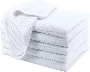 White Waffle Weave Microfiber Hand Towel For Kitchen Drying Good For Sublim Print Towel
