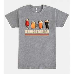 Camiseta Beergetarian gris unisex para adultos, talla mediana, diseño de regalo para amantes de la cerveza - Product Image 1