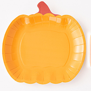 Assiettes en papier citrouille d'Halloween, nouvelle forme irrégulière, 9 pouces, jetables - Product Image 2