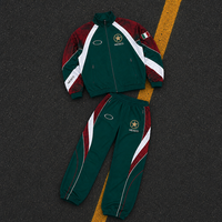 Ensemble de survêtement de football vintage unisexe personnalisé, vert/jaune, avec emblème étoile, veste zippée et pantalon de jogging, OEM ODM