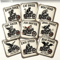 Décoration murale vintage en fer pour moto - Impression Chevalier squelette, forme rectangulaire, citation inspirante pour garage, bar, ou cadeaux pour homme