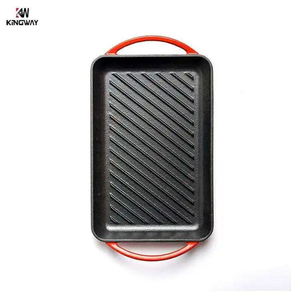 Large Flat Griddle Bbq <strong>Grill</strong> <strong>Pan</strong> Cast Iron Cooking Plate Ribbed <strong>Fry</strong> <strong>Pan</strong> - Product Image 3