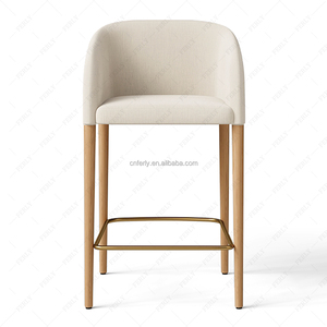 FERLY Cómodo taburete de barra y Mostrador de tela Barrelback con respaldo para el hogar Isla de cocina Diseño moderno - Product Image 3