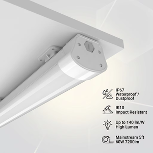 Lámpara LED Industrial Tri-Proof de 150 cm (5 pies), IP67 Impermeable, IK10, 60W, 50000H, SMD2835, Resistente al Polvo y a la Corrosión, Iluminación para Aeropuertos - Product Image 2