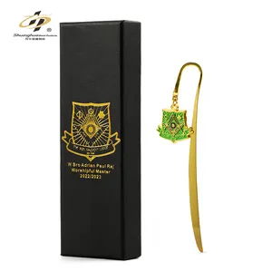 Metal Crafts Promotional Bookmarks Gold Plated Novelty Bookmark Custom Logo Zinc Alloy Soft Enamel Bookmark with Luxury Gift Box