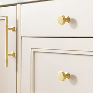 Solid Brass Furniture Handles Bar Shape Drawer Wardrobe Door <b>Knobs</b> Minimalist Design Gold Color Durable Hardware - Product Image 4