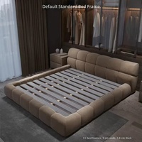 Lit confortable au design moderne avec cadre en bois de pin, tissu en velours, écologique, durable, avec rangement, disponible en tailles simple, double, queen et king.