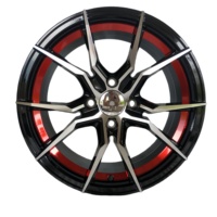 Jantes en alliage JUWA 14x5.5 ET35 CB73.1 PCD4x100 Noir Anneau intérieur bleu Multi-rayons Ajustement universel Nouvelles roues de voiture de tourisme