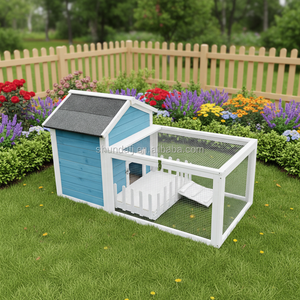 SHUNDA SDR025 Conejera <span class=keywords><strong>de</strong></span> madera para exteriores, casa <span class=keywords><strong>de</strong></span> cría <span class=keywords><strong>de</strong></span> conejos, casa <span class=keywords><strong>de</strong></span> mascotas Pequeña Azul a la moda, jaula para conejos, rampa incluida, bandeja extraíble - Product Image 6