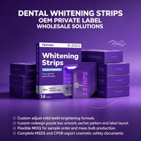 Bandes blanchissantes pour les dents OEM Marque Privée Adhérence Précise Confort Doux Facile à Retirer Éclaircissement Quotidien des Taches Superficielles Dentaires