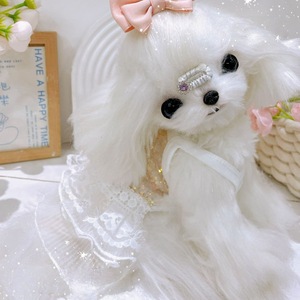 <b>Cute</b> Summer Dress For Teddy <b>Bears</b> Small Dog Suspender Lace Sequins Pet Clothing Breathable Four Seasons Transparent Polyester - Product Image 2