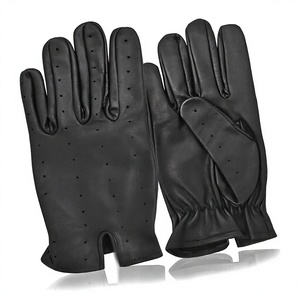 Gants de conduite en cuir de vachette noir de qualité supérieure pour hommes et femmes avec sangle de poignet réglable et chaleur hivernale confortable - Product Image 1
