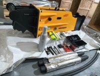 Ciseaux hydrauliques SB81 pour excavatrices (18-26 tonnes) avec accumulateur automatique, garantie 1 an, 1868 kg, jaune, ciseau de 140 mm