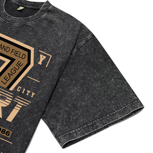 Vintage <b>Black</b> Acid Wash Men's Breathable T-<b>Shirts</b> Custom Cotton Letter Print Design O-Neck Casual Sport Style Short Sleeve <b>Tees</b> - Product Image 5