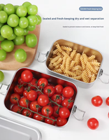 Boîte à lunch bento en acier inoxydable étanche avec 2 compartiments pour adultes - Emballage alimentaire durable et écologique pour la préparation des repas