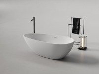 Baignoire autoportante ovale en surface solide MA5017 avec drain, baignoire moderne pour hôtel et villa
