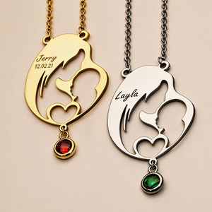 <span class=keywords><strong>Collier</strong></span> Mère-Enfant en Acier Inoxydable SongYi, Pendentif Maman Gravé au Laser, Bijou Personnalisé, Cadeau Fête des Mères, Anti-ternissement - Product Image 1