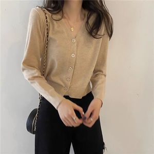 HANO Fábrica <span class=keywords><strong>al</strong></span> <span class=keywords><strong>por</strong></span> <span class=keywords><strong>mayor</strong></span> suelta primavera y otoño cárdigan corto de cintura alta de manga larga abrigo corto con cuello en V cárdigan de punto - Product Image 6