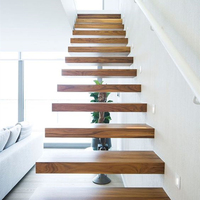 Prima Prix pas cher moderne escalier flottant caché cantilever entrer mur Type escalier avec marche en verre marches en bois escaliers