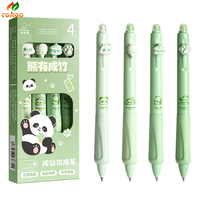 Lot de 4 stylos effaçables en gel pour étudiants en forme de dessin animé 0.5mm en plastique noir/bleu cadeau pour enfants stylo à bille Kawaii