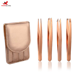 Kit de 4 Pinzas para Cejas en Oro Rosa, Herramientas de Maquillaje para Cejas, Pinzas de Acero Inoxidable Precisas para Pestañas, GZ RTS, Pedido Mixto al por Mayor - Product Image 1