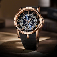 Montre pour homme au concept trou de chenille original, avec les Douze Chevaliers de la Table Ronde, montre-bracelet à quartz squelette gothique style cathédrale