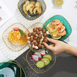 Plateau Crachoir à Os Qualité Alimentaire, Assiettes <span class=keywords><strong>de</strong></span> Desserts Gâteaux, Service <span class=keywords><strong>de</strong></span> 4 Pièces pour Snacks et Fruits - Product Image 3