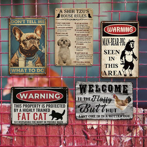 Plaque en métal humoristique avec règles pour animaux de compagnie, Shih Tzu, chat gras, avertissement, règles de la maison, plaque humoristique pour les amoureux des chiens et des chats - Product Image 2