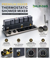 Ensemble de douche thermostatique de luxe en laiton G3/4 avec colonne de pluie musicale LED, cascade multiple et grand débit d'eau