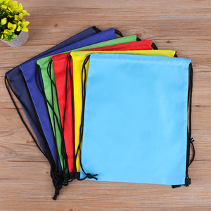 Custom Eco-Friendly Durable Reusable Outdoor Exercise Polyester Gym Drawstring Bag with Rope Handle for Gift
